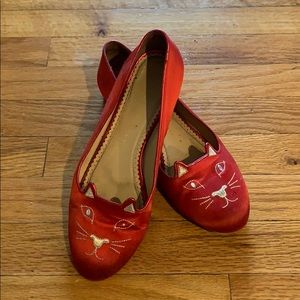 Charlotte Olympia Kitty Cat smoking slipper flats